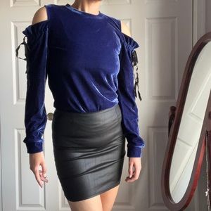 Anthropologie Samantha Dru Coldshoulder Navy Top Size X-Small